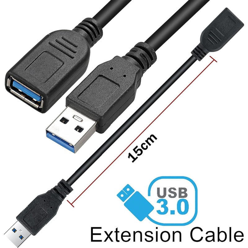 SaiTech IT 10 Pack 15cm Short USB 3.0 Male A to Female A Extension Cable 5GBps for Laptop/PC/Printers- Black - Image 2